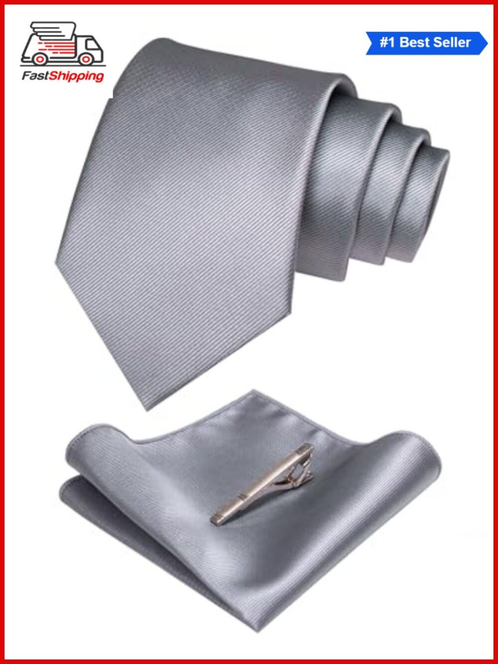 Men's Jacquard Woven Silk Blend Necktie Pocket Square Tie Clip Set Formal